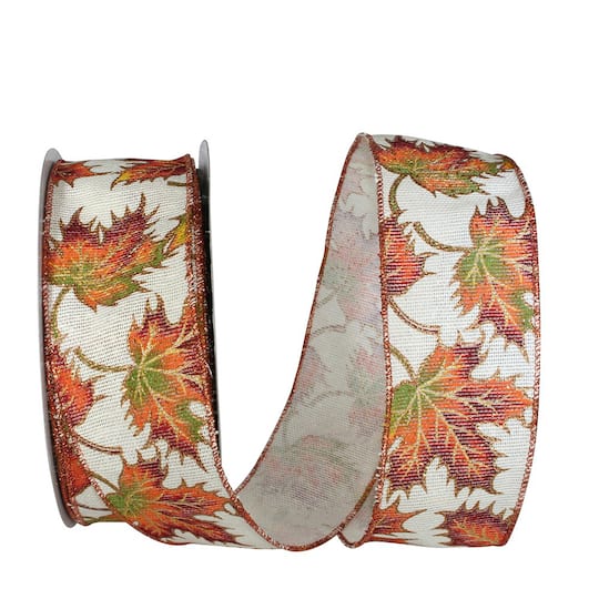 Reliant 2.5" x 20yd. Glitter Leaf Wired Ribbon